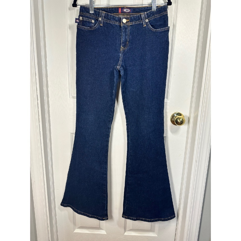 Bongo Y2K Flare Jeans Low Rise Dark Wash Denim Waistless Hipster Size 5